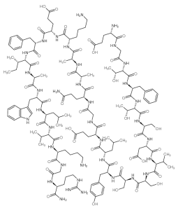 GLU-GLY-THR-PHE-THR-SER-ASP-VAL-SER-SER-TYR-LEU-GLU-GLY-GLN-ALA-ALA-LYS-GLU-PHE-ILE-ALA-TRP-LEU-VAL-LYS-GLY-ARG-NH2-凯途化工网